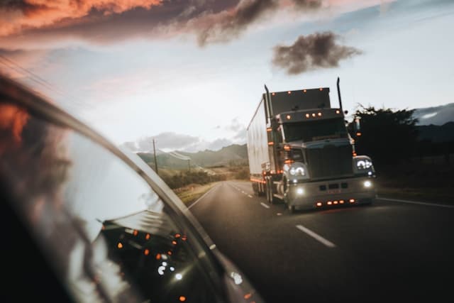 Truck driving on a road